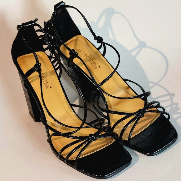 Shoedazzle black patent Dimona heeled sandal, 9.5, NWT - Picture 6 of 13